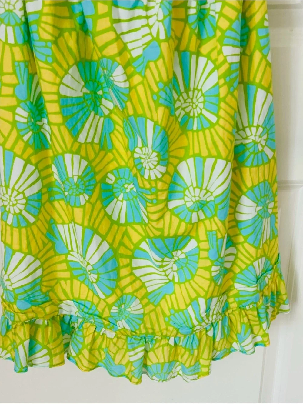 SOLD LILLY PULITZER Yellow Green On The Half Shell Ruffled Strapless Dress SOLD - Picture 6 of 8